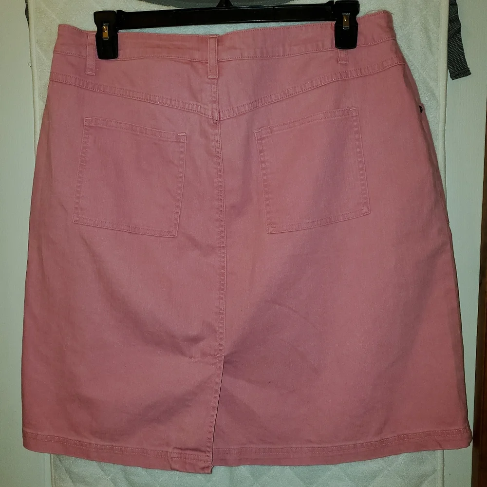 16W CJ Banks coral pink 4 pocket denim skirt NWT New - Picture 2 of 8
